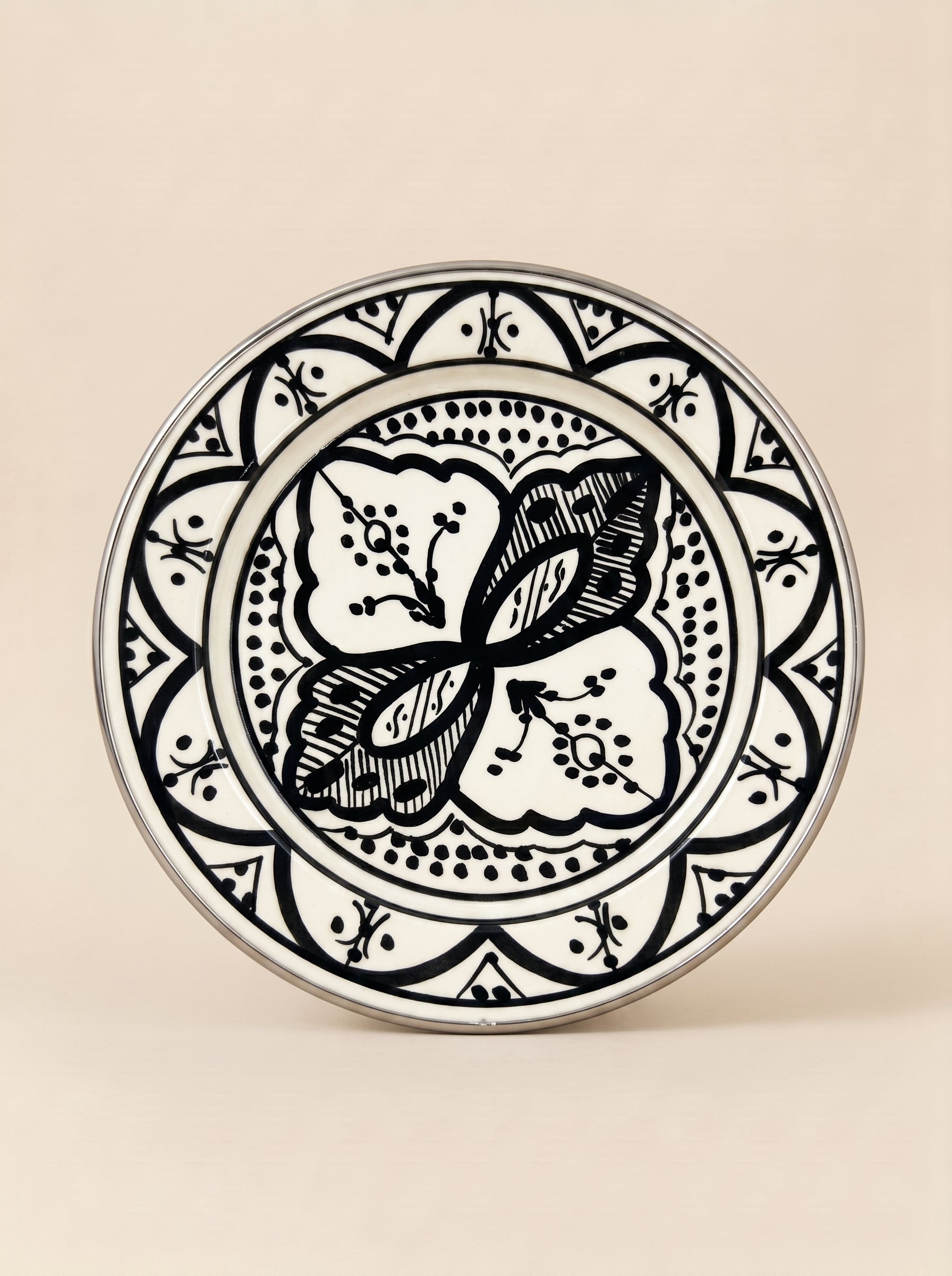 Black & White Moroccan Ceramic Plate - Lainun