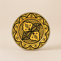 Saffron Yellow and Black Moroccan Ceramic Decorative Plate with geometric pattern, handmade in Safi