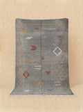 Handwoven Moroccan Sabra Cactus Silk Rug - Vibrant Grey (150x90 cm)